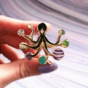 Space Octopus Enamel Pin