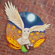 Autumn Owl chestnut mural Luna lotus