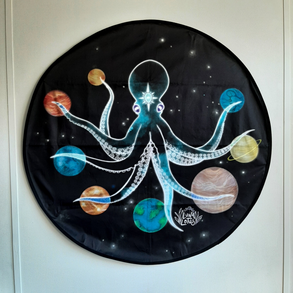 space octopus fabric wall hanging luna lotus
